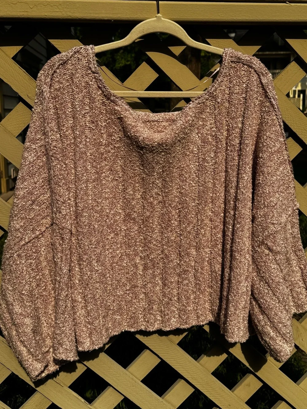 Free People Mauve Mousse Textured Cropped Pullover